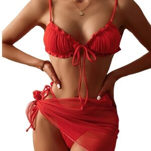 Red Bikini Set with Cover-Up
